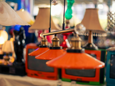 art-antiques-design-shopping-portugal antiques. lamps, raidios, tvs in antique shop