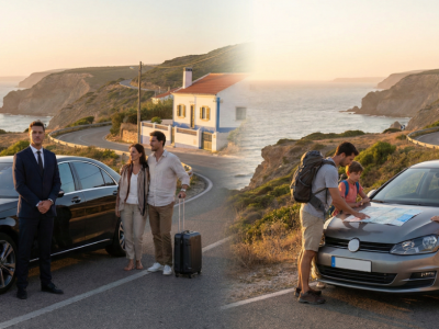 privatetransfers vs renting Private transfers vs renting a car scenario, with 2 different couples and cars in portugal