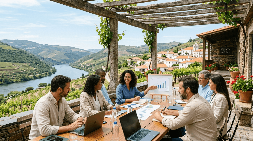 group enjoying a corporate retreat in portugal