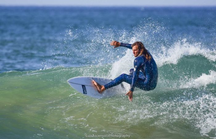 Professional surfer competing at the Rip Curl Pro Portugal in Peniche